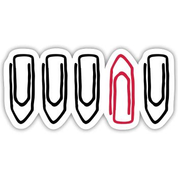 Büroklammer - Be different - Geschenk für Kollegen - Sticker Größe S (10 x 10 cm) - Mattweiß - Vorne