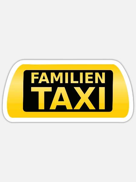 Familien Taxi - Sticker Größe S (10 x 10 cm) - Mattweiß
