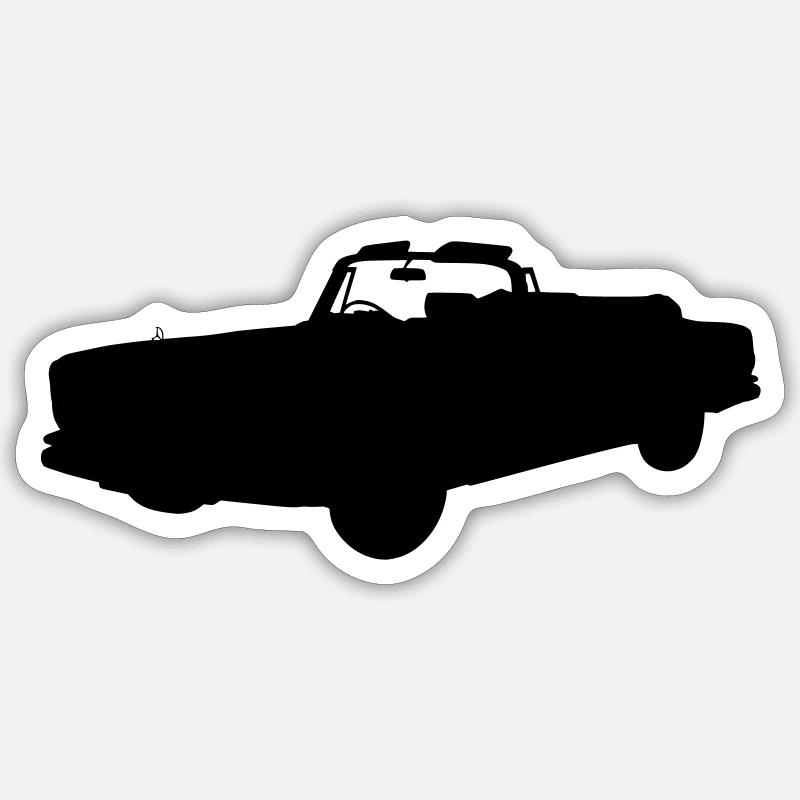 Oldtimercabrio - Sticker Größe S (10 x 10 cm) - Mattweiß