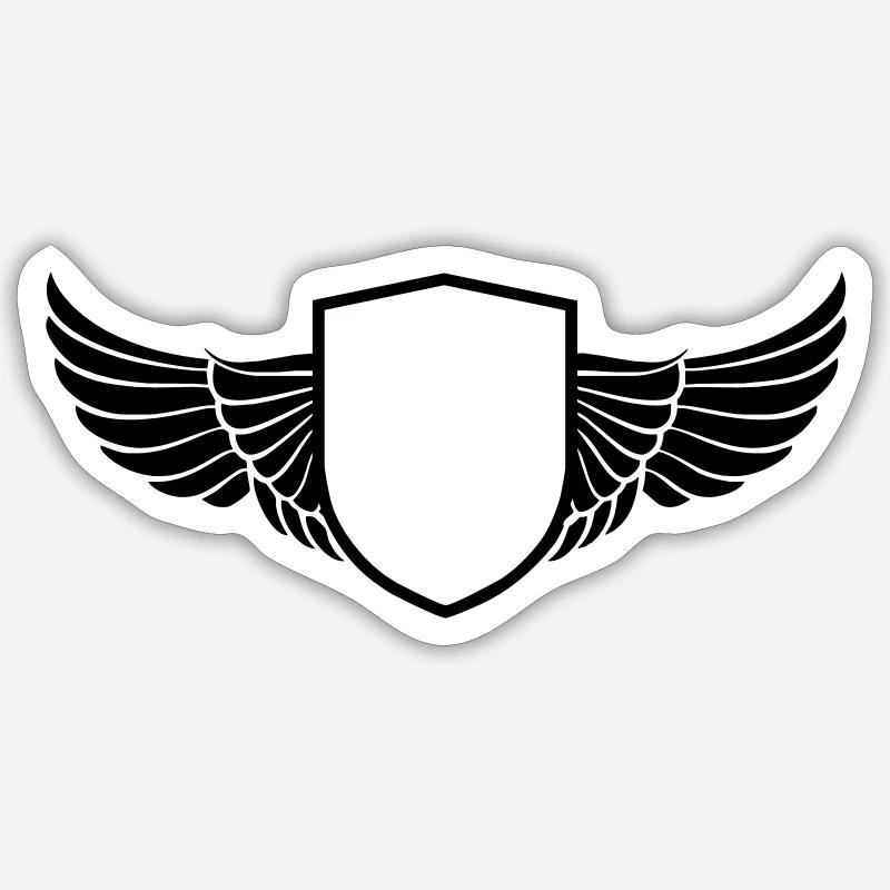 wings shield - Sticker Größe S (10 x 10 cm) - Mattweiß