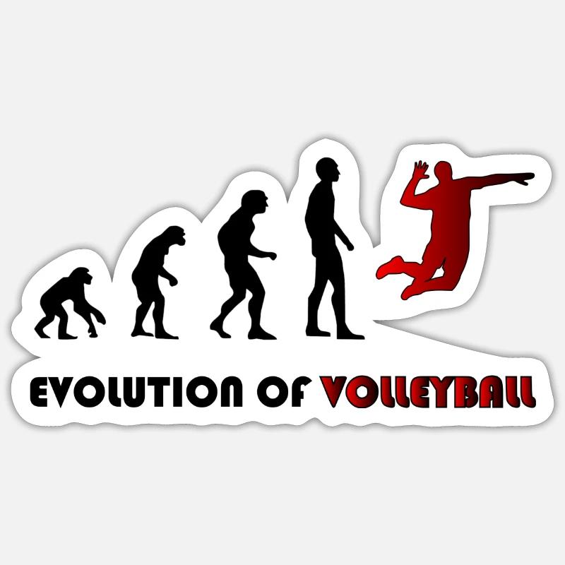 Évolution du volleyball - Sticker taille S (10 x 10 cm) - blanc mat