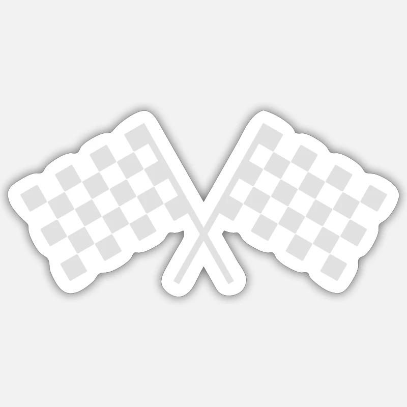 Drapeaux de course automobile - Sticker taille S (10 x 10 cm) - blanc mat
