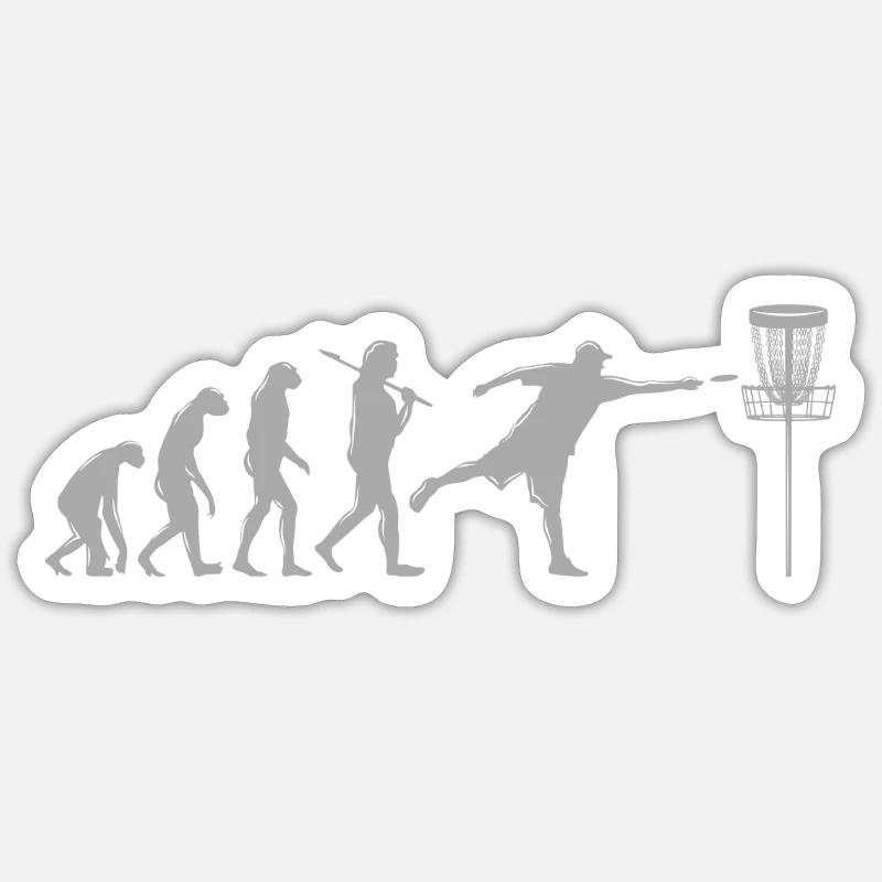 Disc Golf Evolution - Sticker Größe S (10 x 10 cm) - Mattweiß