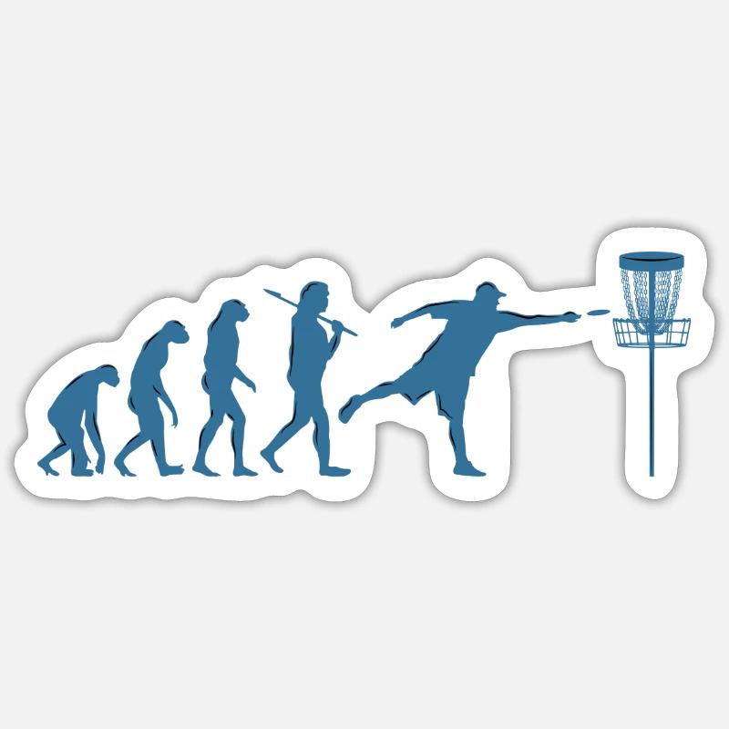 Disc Golf Evolution - Sticker Größe S (10 x 10 cm) - Mattweiß