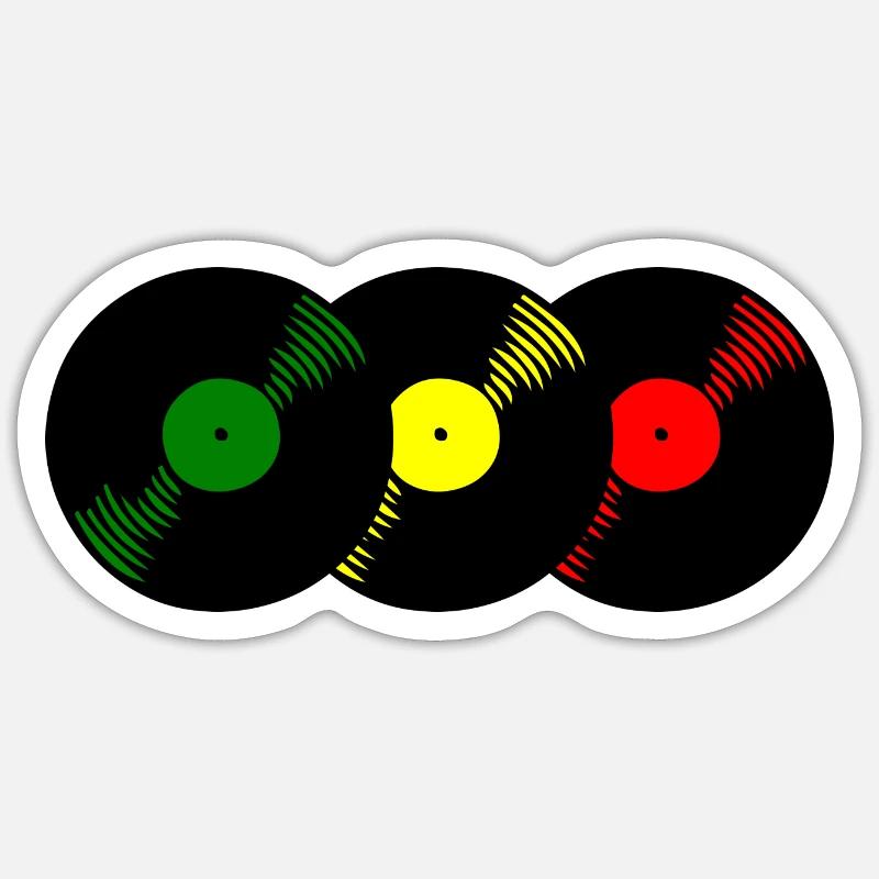 Reggae Schallplatten - Sticker Größe S (10 x 10 cm) - Mattweiß
