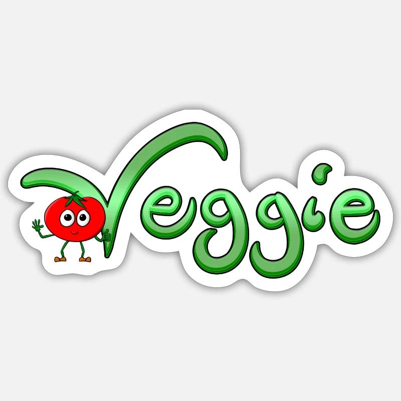 Veggie avec tomate - Sticker taille S (10 x 10 cm) - blanc mat
