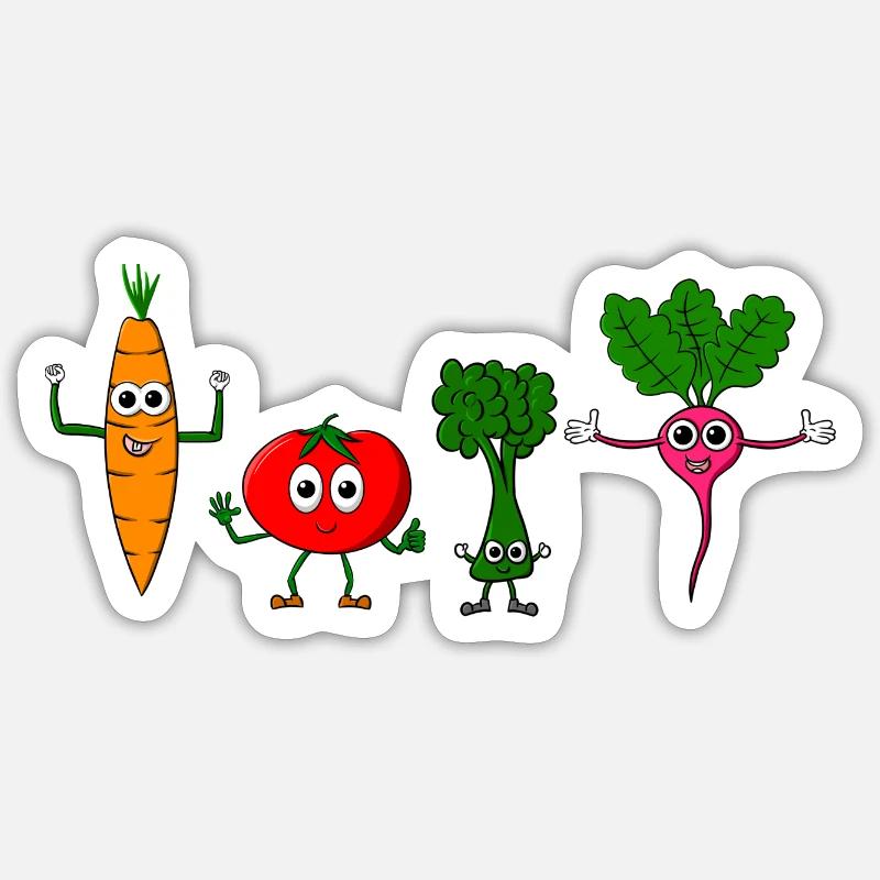 Vegetable figures posing Sticker size S (10 x 10 cm)