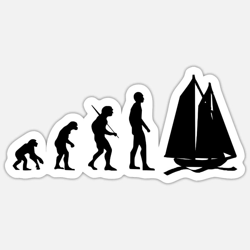 Segel Evolution - Sail Evolution Segelboot Segeln - Sticker Größe S (10 x 10 cm) - Mattweiß