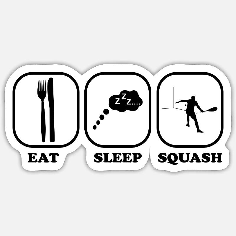 Idée cadeau de joueur de squash endormi - Sticker taille S (10 x 10 cm) - blanc mat