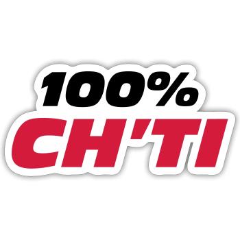100% Ch'ti - Sticker Größe S (10 x 10 cm) - Mattweiß - Vorne