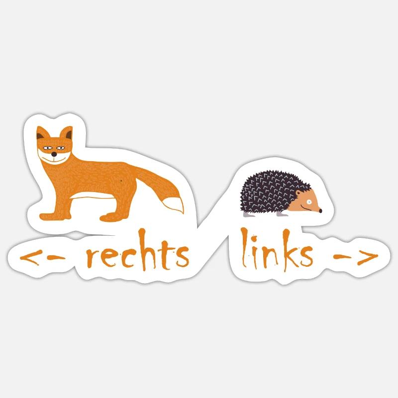 Fox and hedgehog with help for right and left Sticker size S (10 x 10 cm)