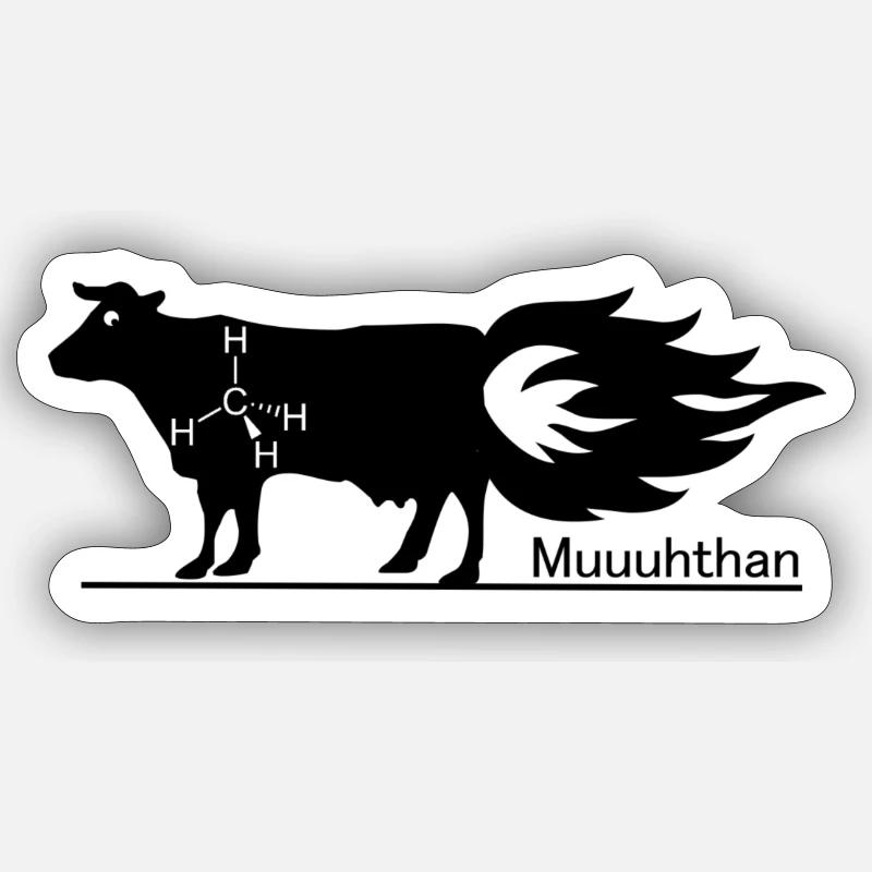 Muuuthan - vache - Sticker taille S (10 x 10 cm) - blanc mat