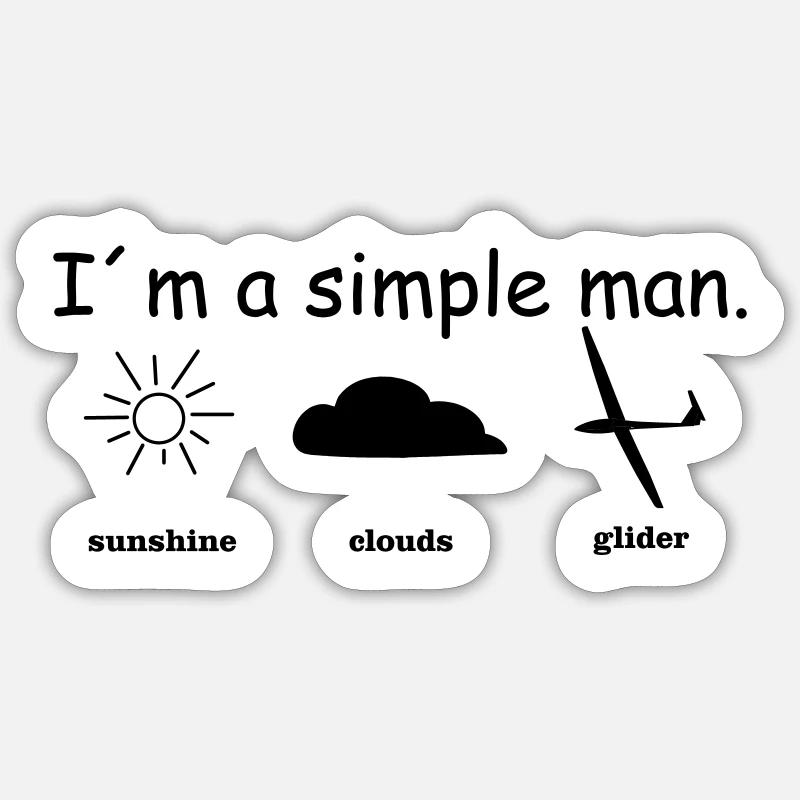 Segelflieger Tshirt Flieschen Geschenk Mann - Sticker Größe S (10 x 10 cm) - Mattweiß