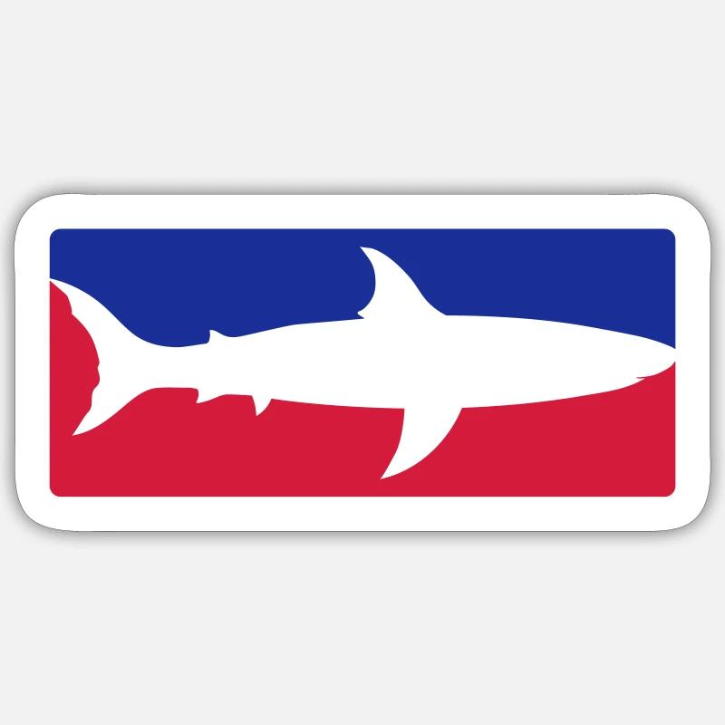 red blue sport shark button frame shield black sc Sticker size S (10 x 10 cm)