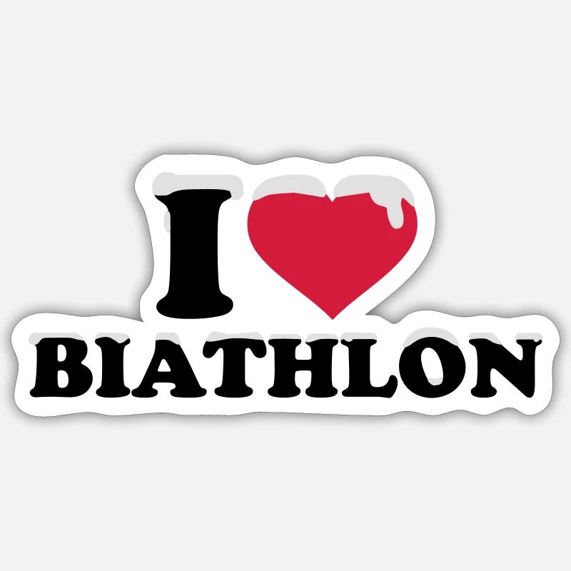 I love Biathlon - Sticker taille S (10 x 10 cm) - blanc mat