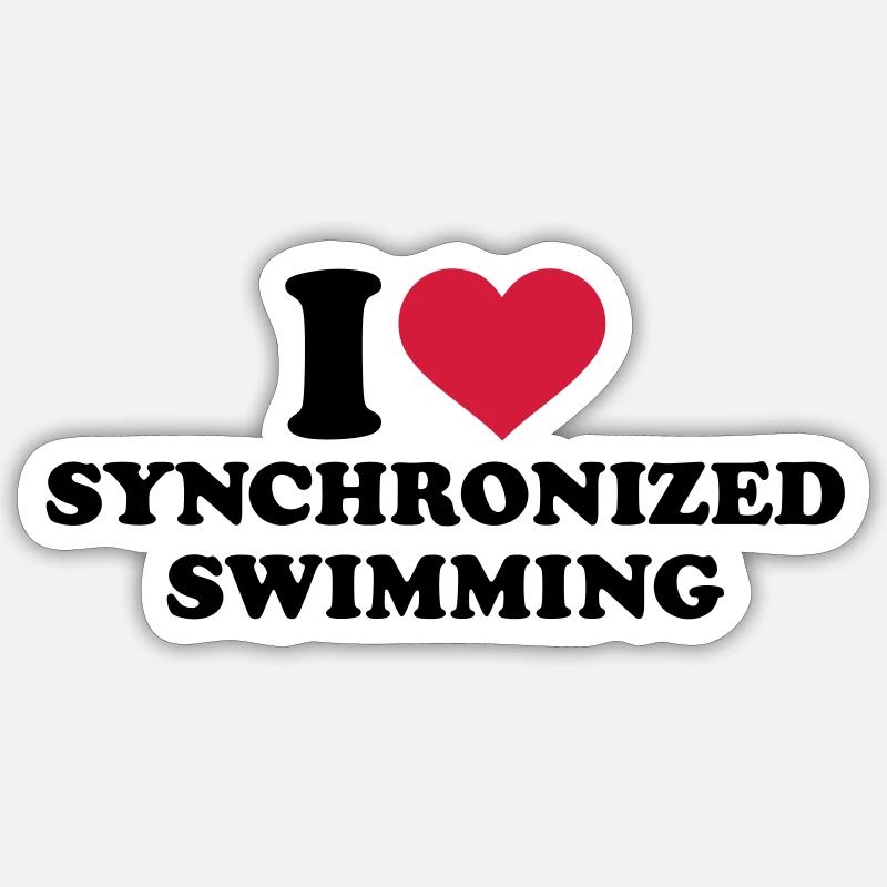 I love Synchronized Swimming - Sticker size S (10 x 10 cm) - white matte