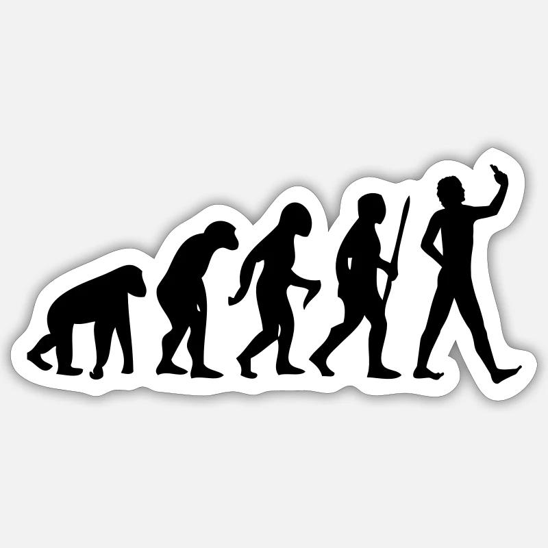 Evolution #Selfie - Sticker Größe S (10 x 10 cm) - Mattweiß