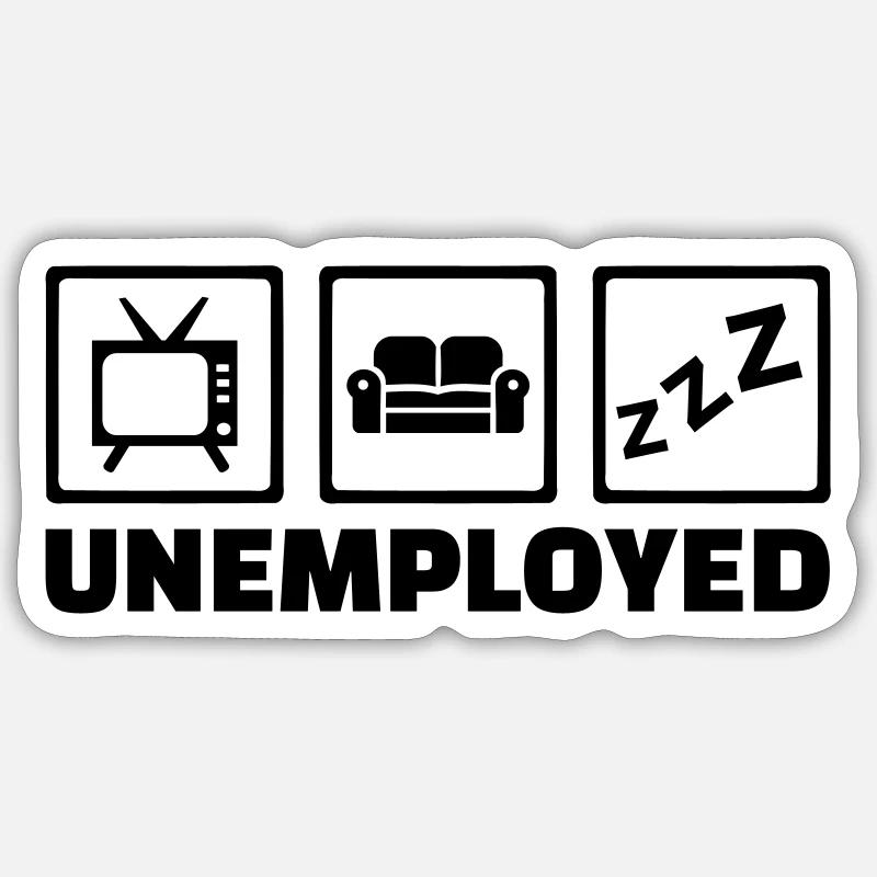 Unemployed - Sticker taille S (10 x 10 cm) - blanc mat