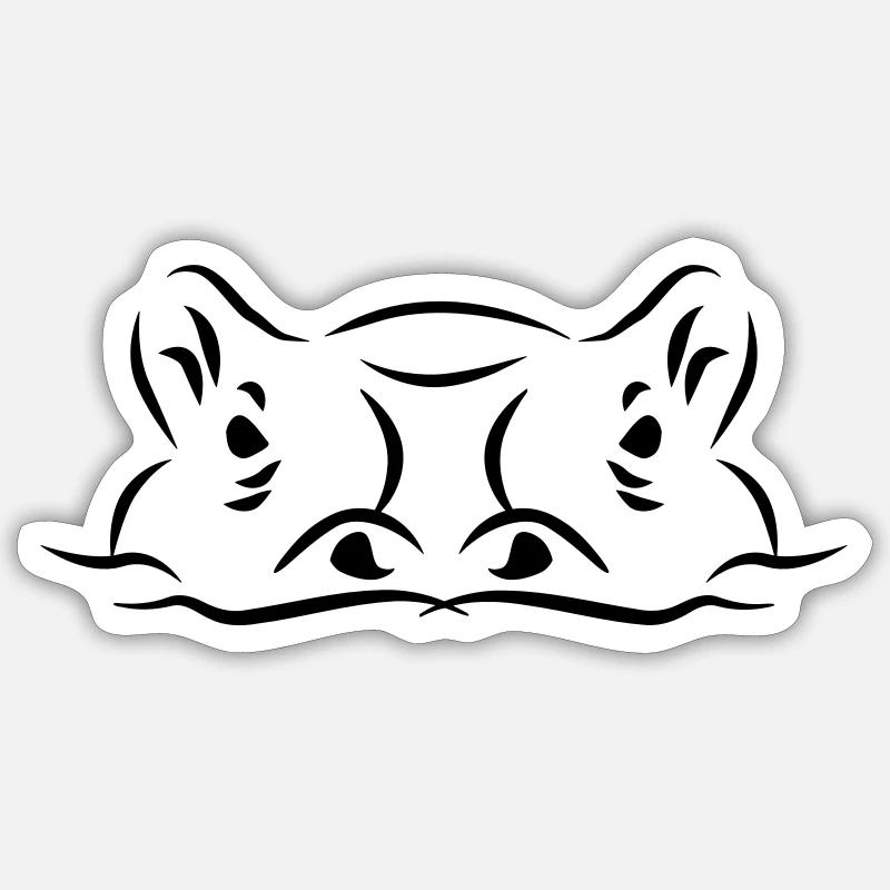 Hippopotame - Sticker taille S (10 x 10 cm) - blanc mat