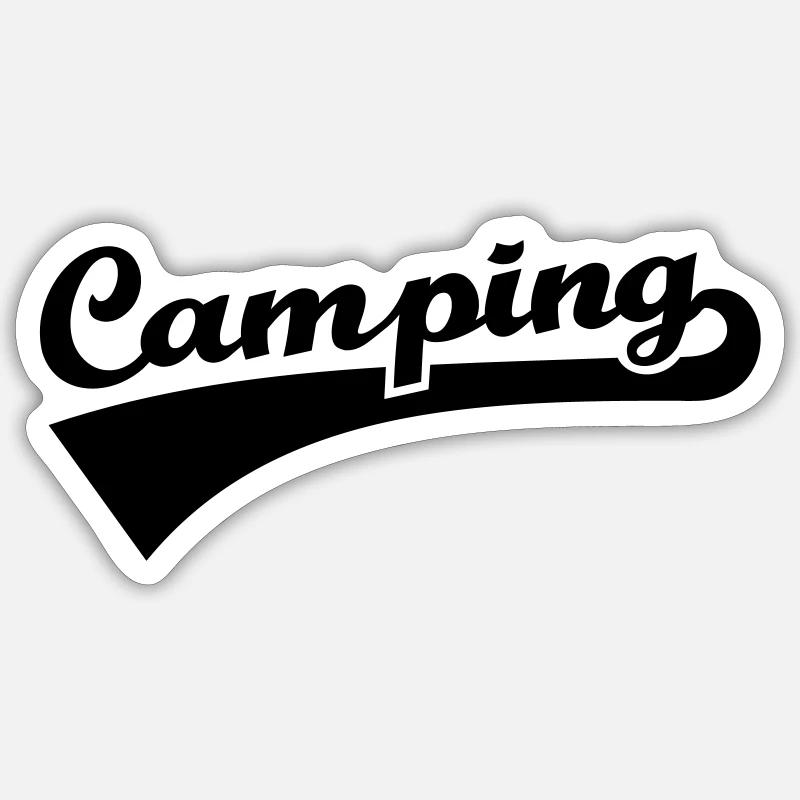 Camping - Sticker taille S (10 x 10 cm) - blanc mat
