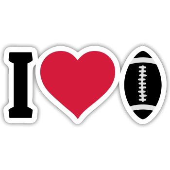 I love football J'aime le football - Sticker taille S (10 x 10 cm) - blanc mat - Devant