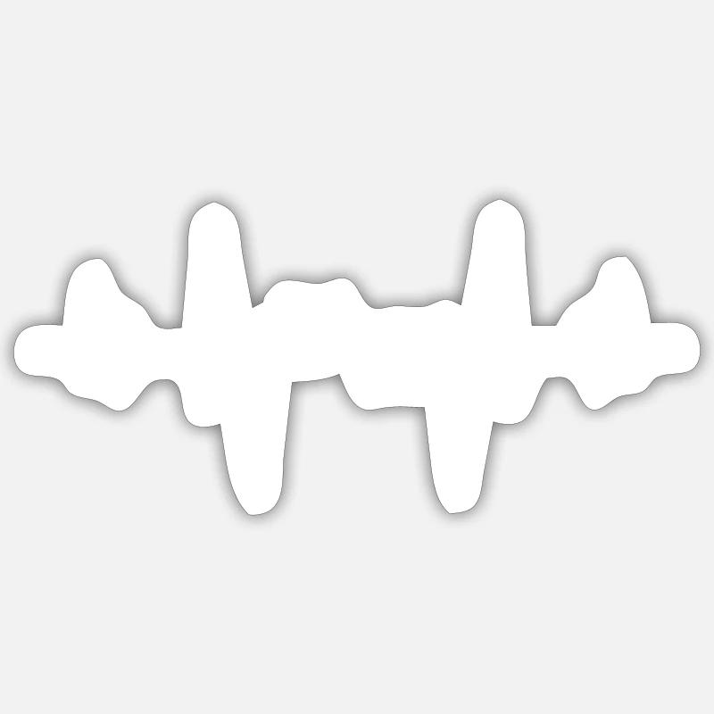 RAVE ECG PULS HEARTBEAT TECHNO GIFT - Sticker taille S (10 x 10 cm) - blanc mat
