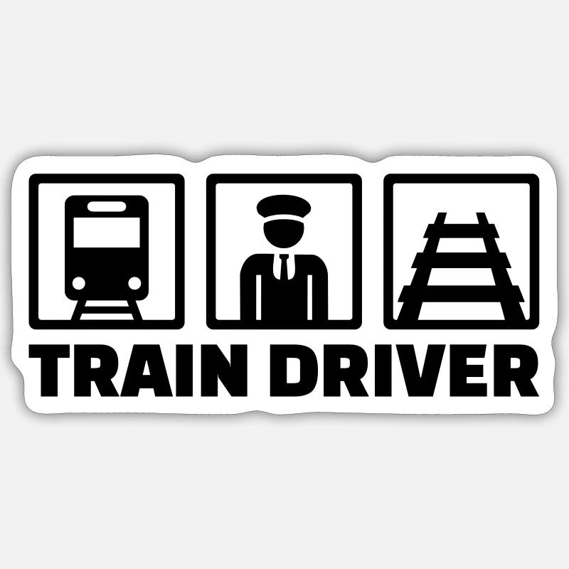 Train driver - Sticker taille S (10 x 10 cm) - blanc mat