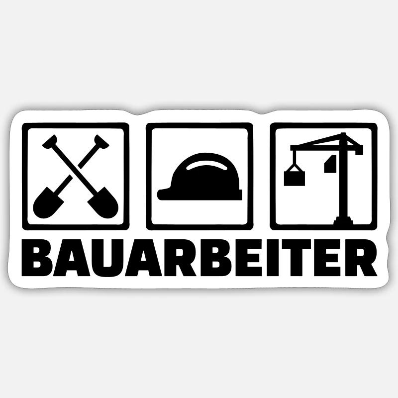 Bauarbeiter - Sticker Größe S (10 x 10 cm) - Mattweiß