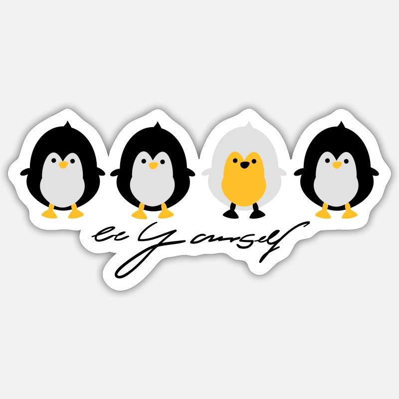 Vier Pinguine Sticker Größe S (10 x 10 cm)