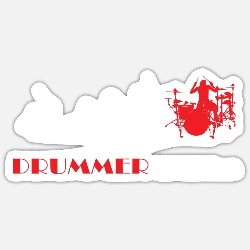 DRUMMER Evolution rot - Sticker taille S (10 x 10 cm) - blanc mat