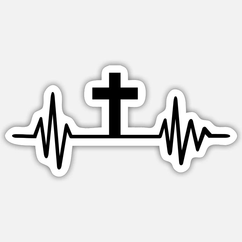 Croix - Sticker taille S (10 x 10 cm) - blanc mat