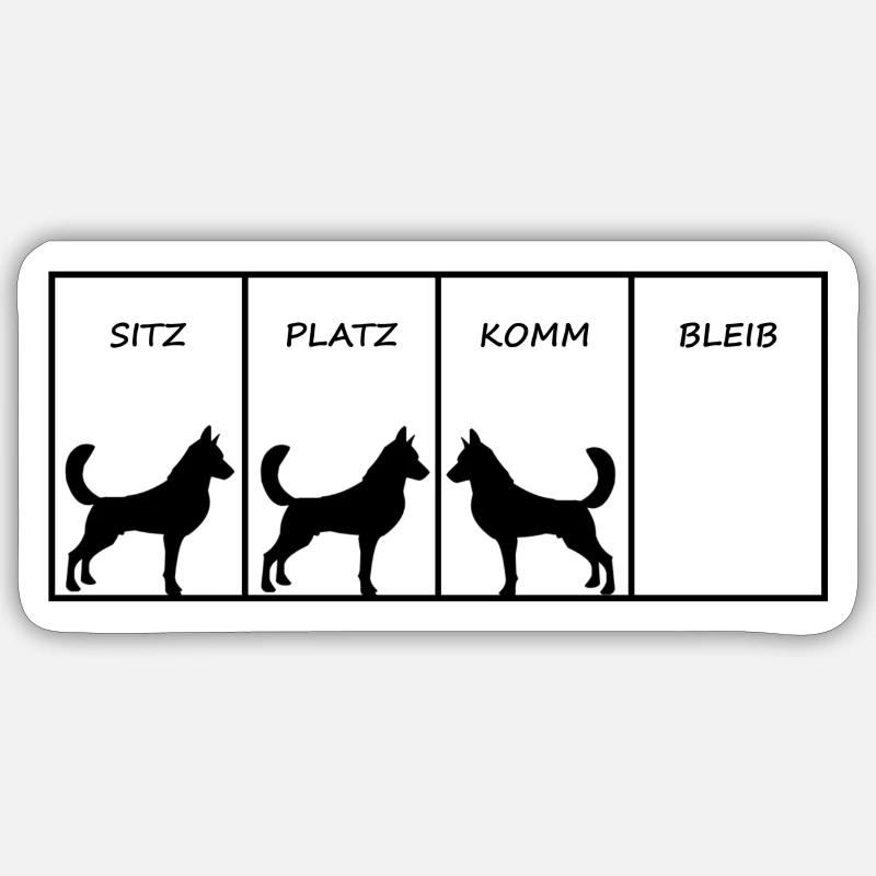 Hund Sitz Platz Komm Bleib Geschenkidee - Sticker Größe S (10 x 10 cm) - Mattweiß