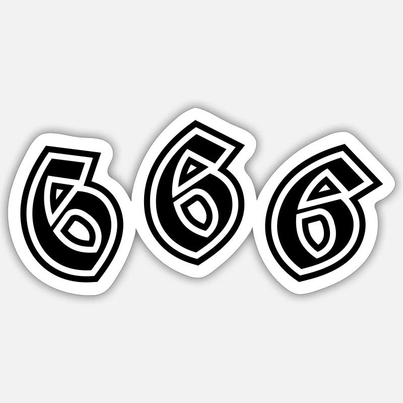 666 - Sticker Größe S (10 x 10 cm) - Mattweiß