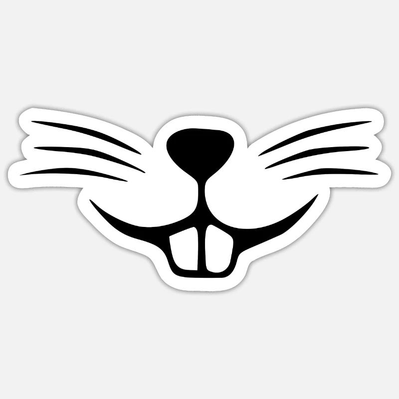 Hasengesicht. Hasennase. Hasenzähne Sticker Größe S (10 x 10 cm)