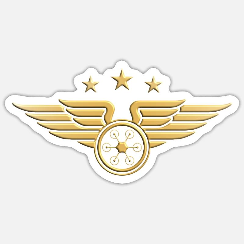 Pilote de drone - Badge emblème de pilote de drone - Sticker taille S (10 x 10 cm) - blanc mat