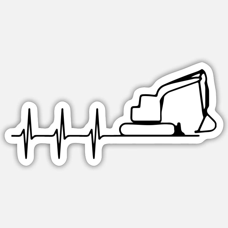heartbeat excavator - Sticker size S (10 x 10 cm) - white matte