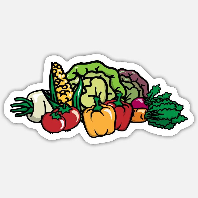 Colorful Vegetables - Mixed Vegetables - Vegetable Basket - Sticker size S (10 x 10 cm) - white matte