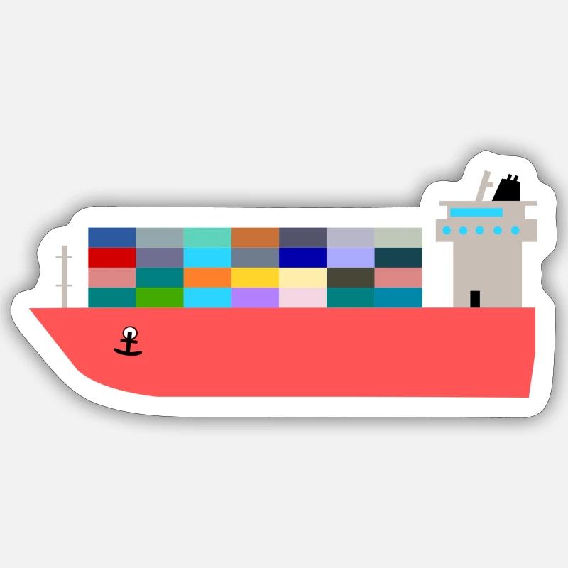 Containerschiff - Sticker Größe S (10 x 10 cm) - Mattweiß