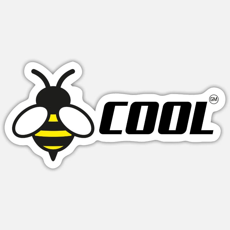 Abeille cool - Sticker taille S (10 x 10 cm) - blanc mat