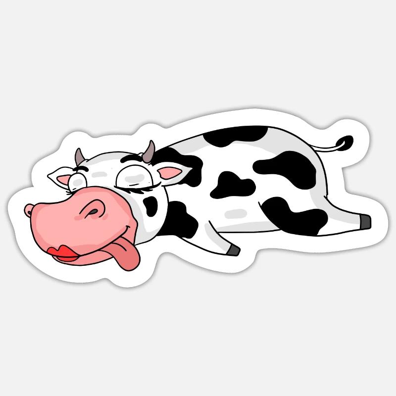 Kuh Dame Mädchen - Sticker Größe S (10 x 10 cm) - Mattweiß