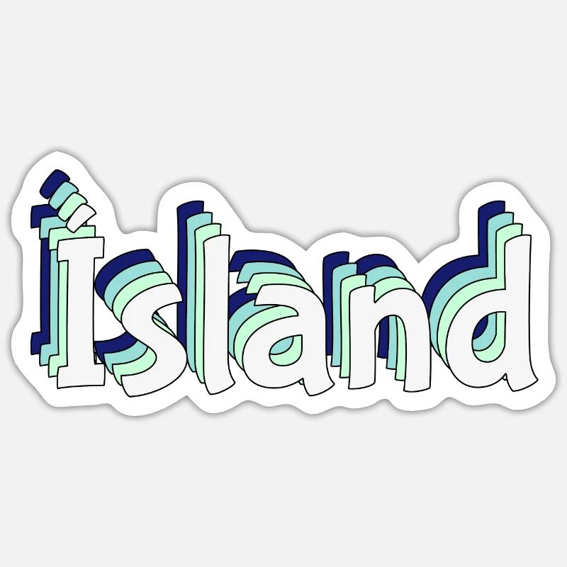 Islande – Lettrage tropical 3D - Sticker taille S (10 x 10 cm) - blanc mat