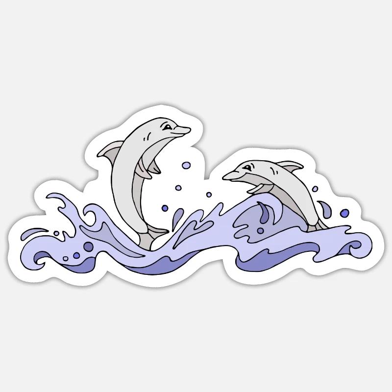 Dauphins - Sticker taille S (10 x 10 cm) - blanc mat