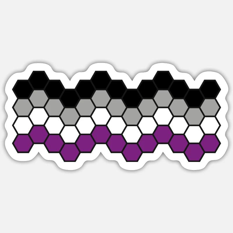 Asexuell Hexagons - Sticker taille S (10 x 10 cm) - blanc mat