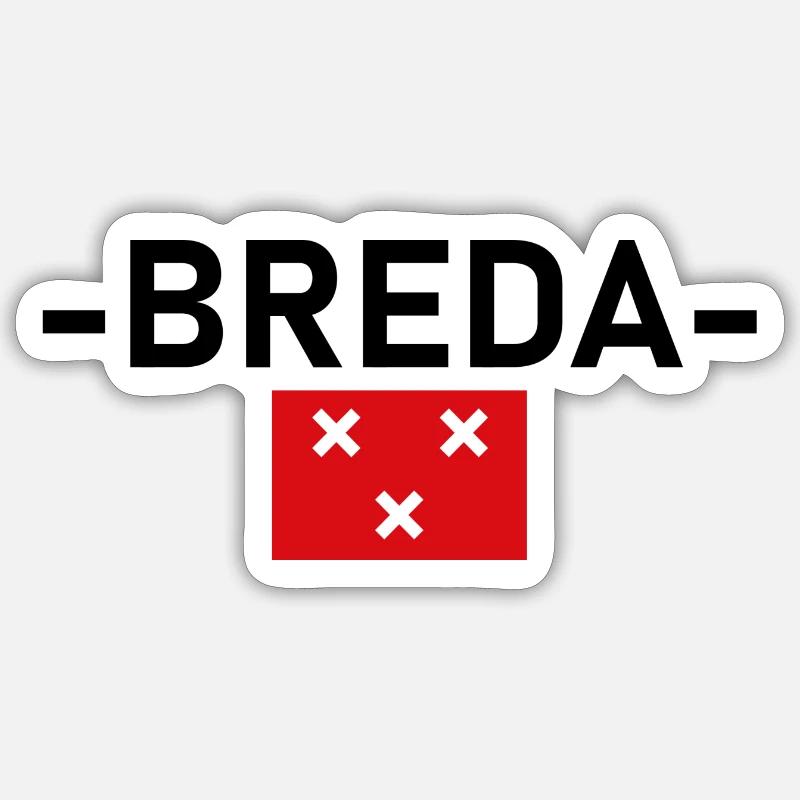BREDA, Text mit Flagge Sticker Größe S (10 x 10 cm)