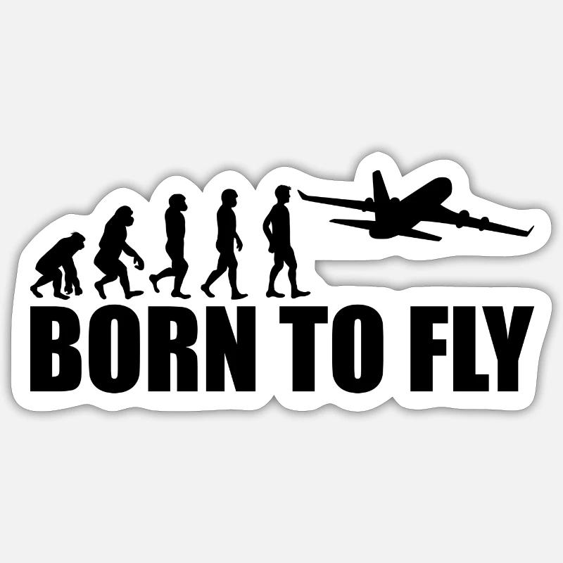 Born to fly Geschenk Pilot Flugzeug Copilot - Sticker Größe S (10 x 10 cm) - Mattweiß