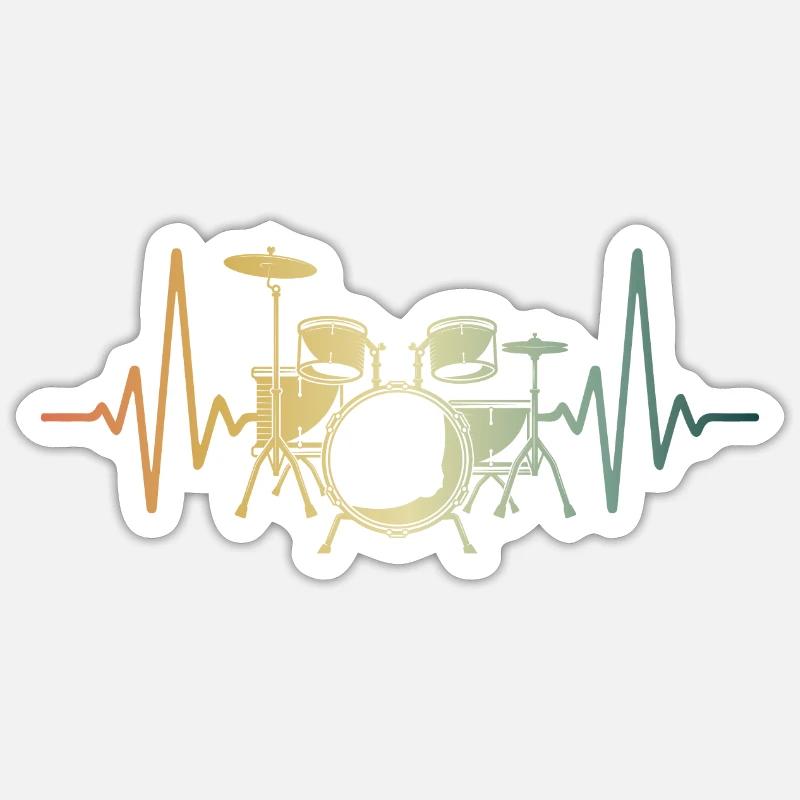 Drums Pulse Heart Drummer - Sticker size S (10 x 10 cm) - white matte