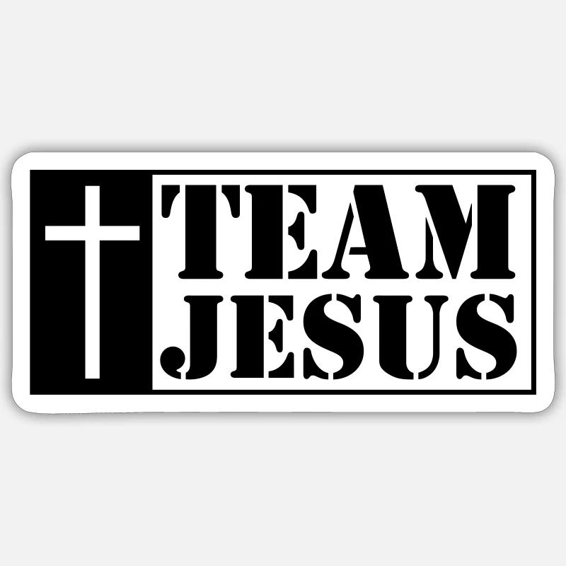 team jesus crois - Sticker taille S (10 x 10 cm) - blanc mat