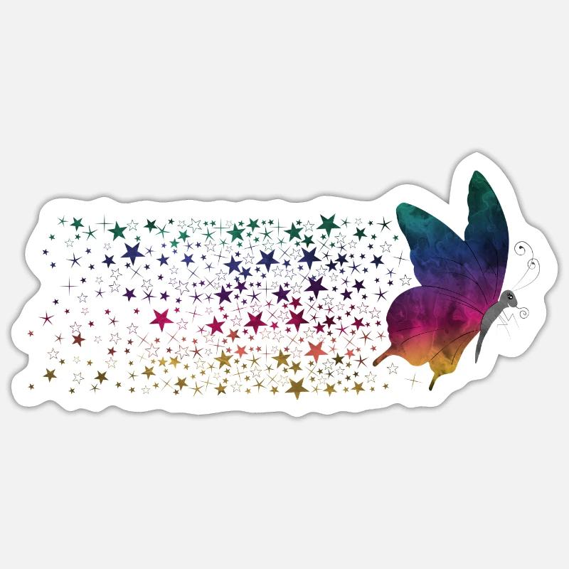 Butterfly - Rainbow Stardust - Sticker size S (10 x 10 cm) - white matte