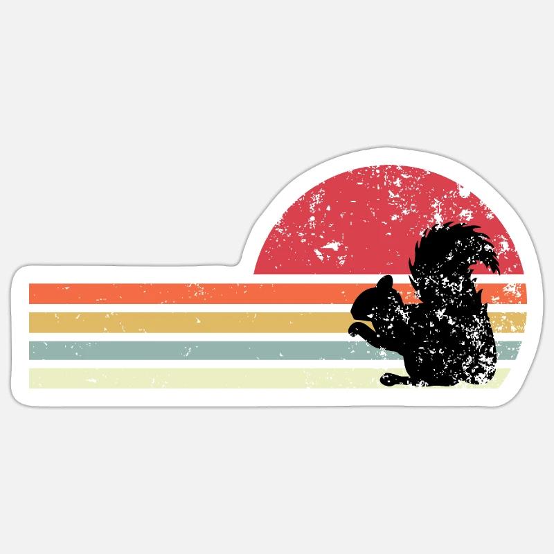 retro squirrel - Sticker size S (10 x 10 cm) - white matte
