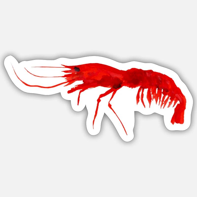 Garnelen - Sticker Größe S (10 x 10 cm) - Mattweiß